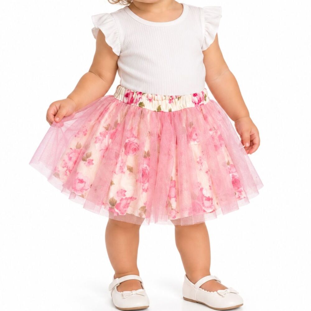 🔥 5 for $30 🔥 Healthtex Baby Girls’ Floral Tulle Skirt in Pink | Size 12M